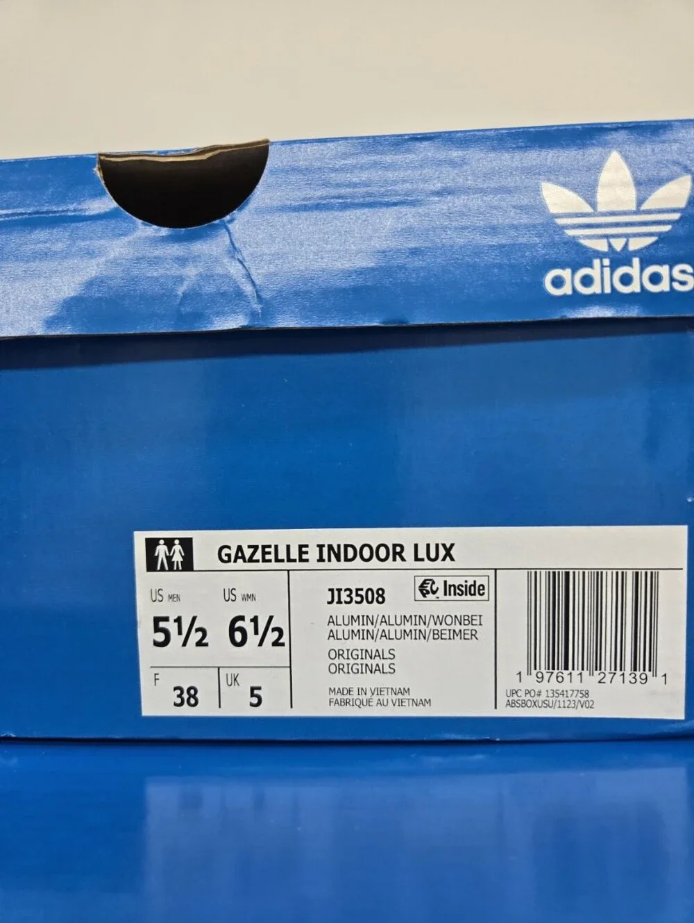 adidas Men's Gazelle Indoor Luxe JI3508 Pack Alumina Shoes Size 5.5